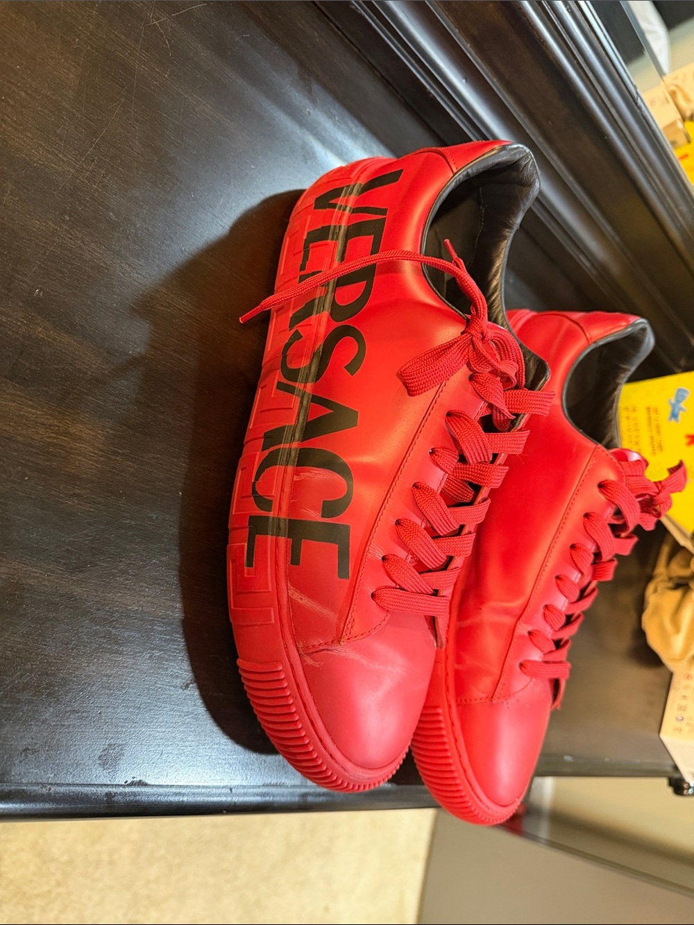 Versace Red Low-Top Sneakers with Black Logo